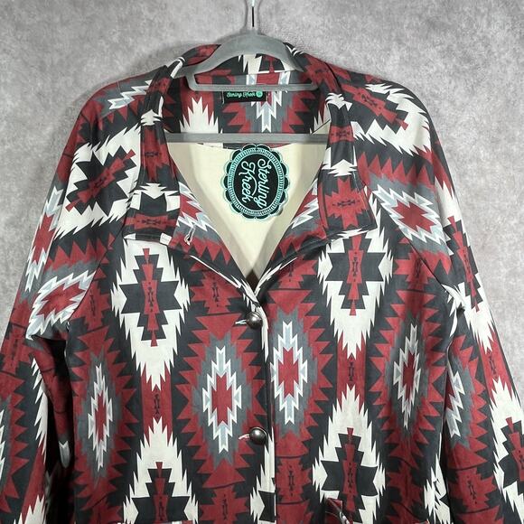 Sterling Kreek Western Rebel Jacket Womens XL Red Aztec Print Buffalo Buttons - Picture 3 of 11